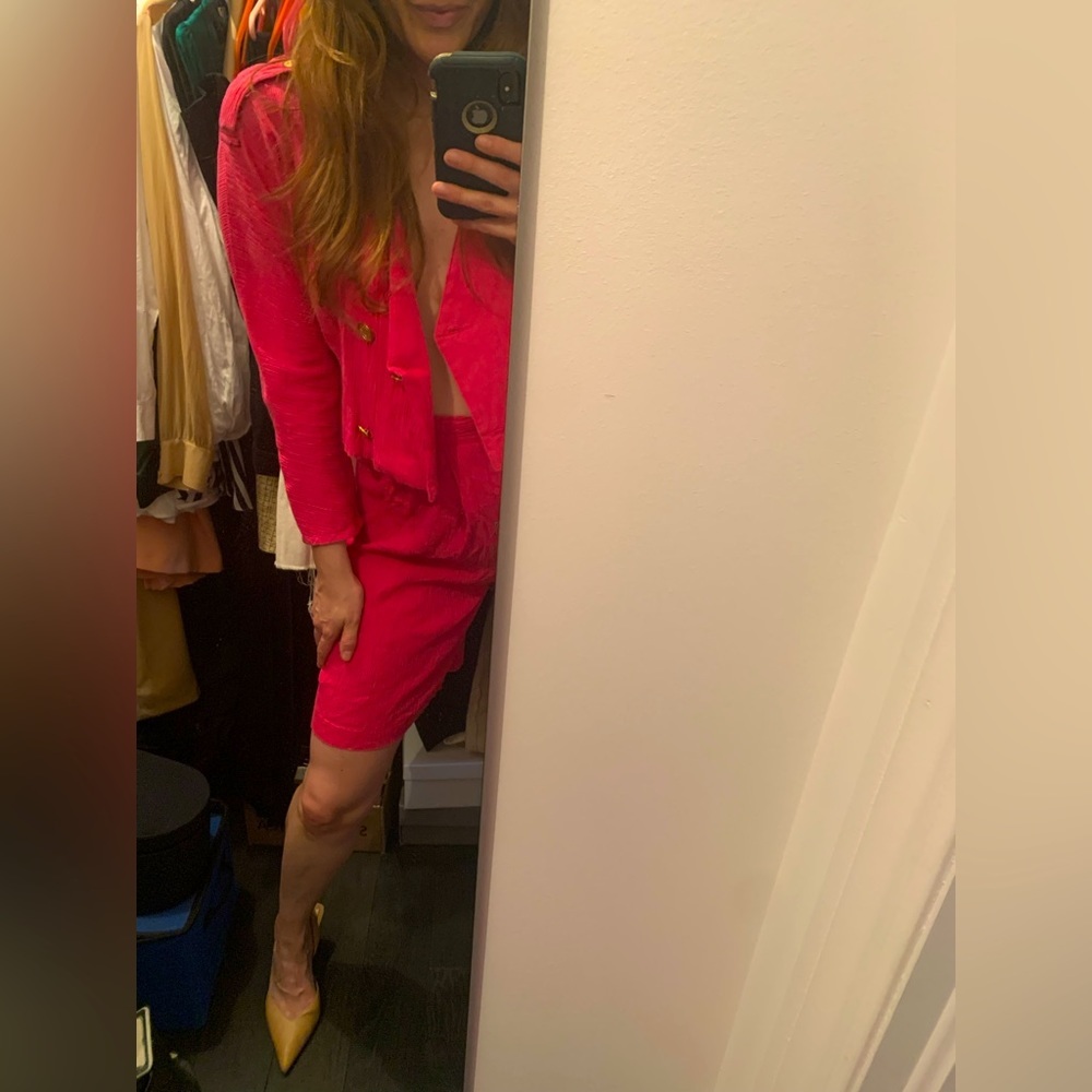 Vintage fuchsia pink blazer and short set - Picture 4 of 10